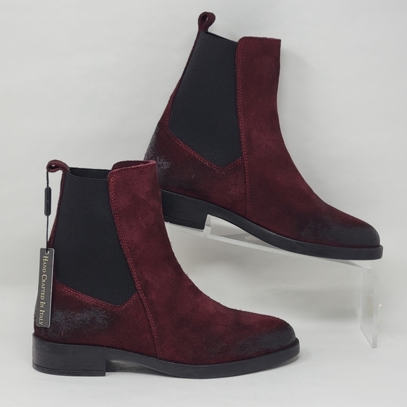 Emanuele Crasto Women's Mid Calf Burgundy Leather Boots Made In Italy Sz 37 New - Picture 1 of 12